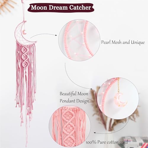 Tarklanda Moon Star Dream Catcher Decor, Macrame Wall Hanging Boho Home Decor - Image 3