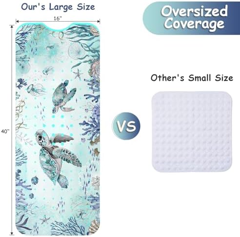 Bathtub Mat Non Slip, Turtle Extra Long Bath tub Mat Shower Floor Mat - Image 2