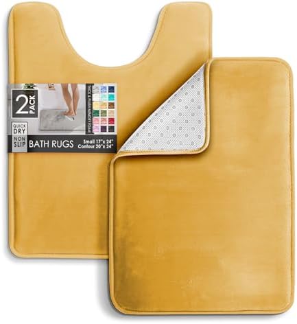 Clara Clark 2 Piece Bathroom Rugs, Velvet Memory Foam Bath Mat Set, Non-Slip - Image 3