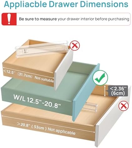 Vtopmart 8 Pack Shallow Drawer Dividers, 2.36" High 12.5"-20.8" Adjustable - Image 2