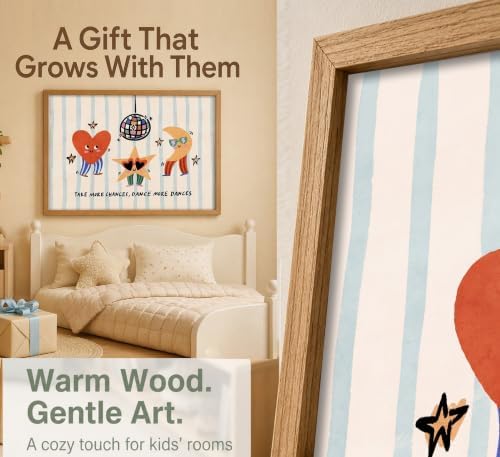 Framed Cute Dance Nursery Wall Art Heart Star Moon Disco Ball Wall Decor - Image 5