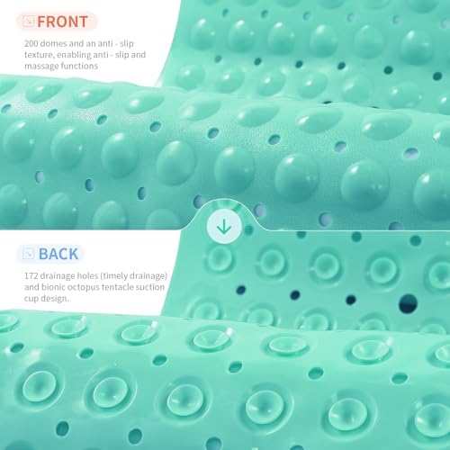 Anti-Slip Bathtub Shower Mat 40×16 Inch Turquoise Green - Image 2