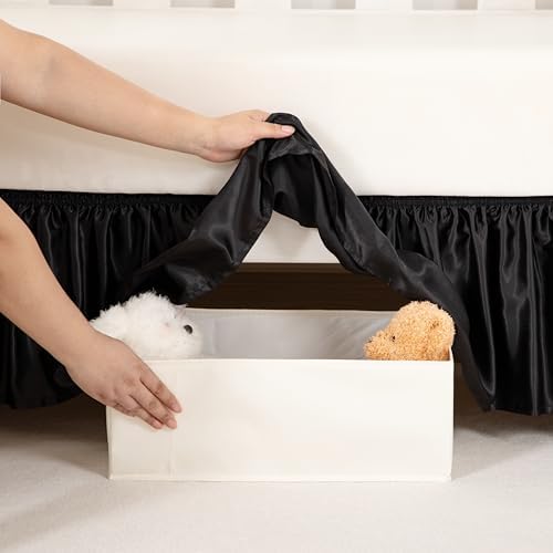 Black Satin Crib Bed Skirt - Image 4
