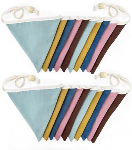 2 Sets of Boho Pennant Banner 20Pcs Nursery Garland Flags Retro Colored Fabric - Image 3
