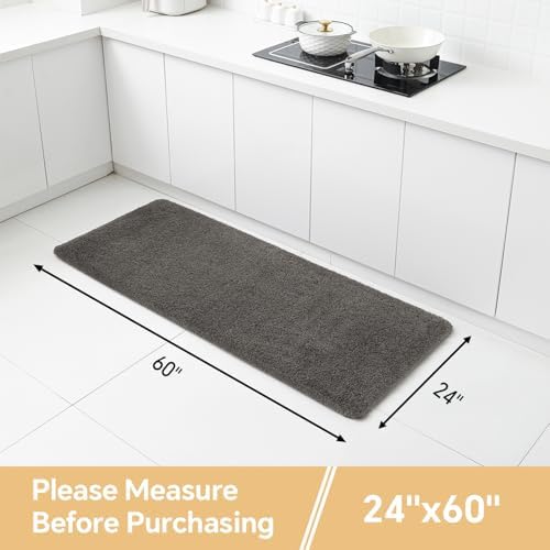 Polyester Bathroom Runner Rug 24"x60" Taupe, Soft Shaggy Bath Mat - Image 2