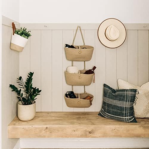 OrganiHaus Over the Door Organizer, Woven Rope Hanging Baskets - Image 5
