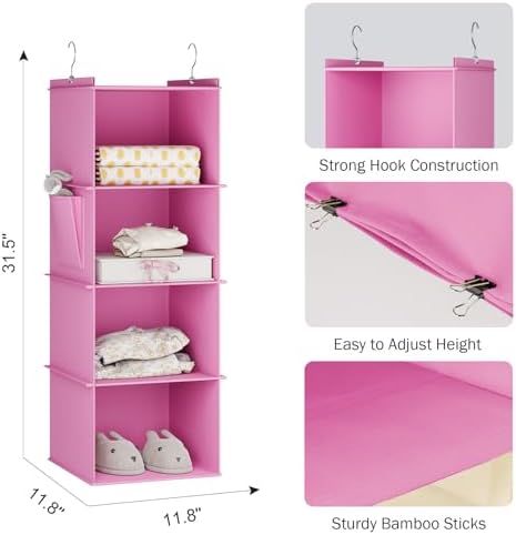 YOUDENOVA Hanging Closet Organizer and Storage, Light Pink - Image 3