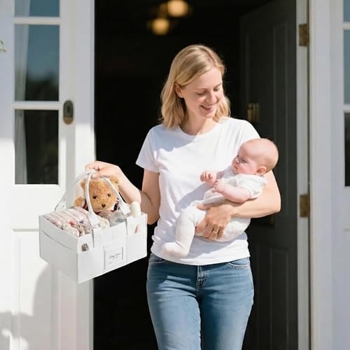 Baby Diaper Caddy Organizer, Collapsible Nursery Storage Basket - Image 2