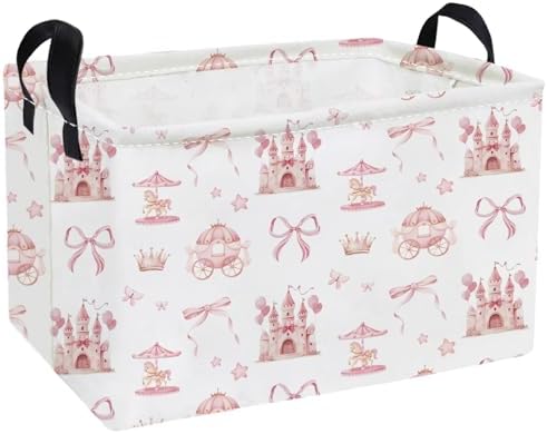Essme Rectangular Pink Baskets, Girls Storage Box, Cute Basket by ESSME
