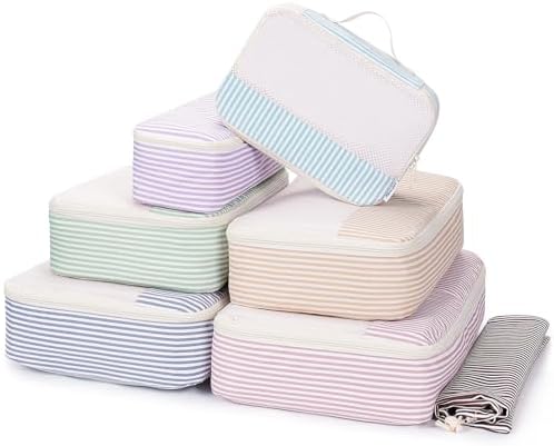 Narwey 7 Set Striped Packing Cubes by Narwey