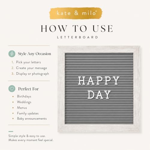 Kate & Milo 10" x 10" Rustic Gray Letterboard Set - Image 5