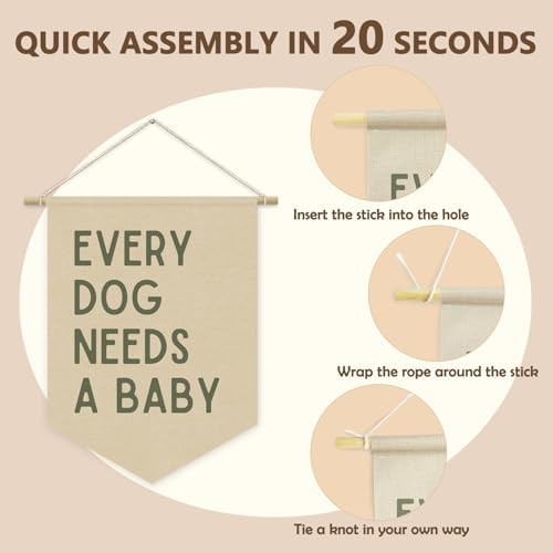 Every Dog Needs a Baby Linen Canvas Banner, Baby Shower Decor, Pregnancy - Image 5