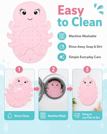 Kids Bathtub Mat Non Slip, Soft Silicone Octopus Baby Bath Mat - Image 5