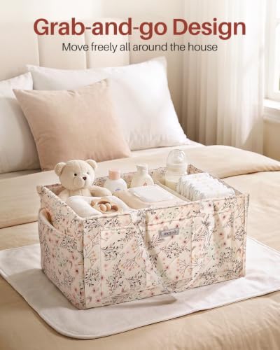Large Floral Diaper Caddy Organizer Nursery Storage Basket, Gift - Image 6