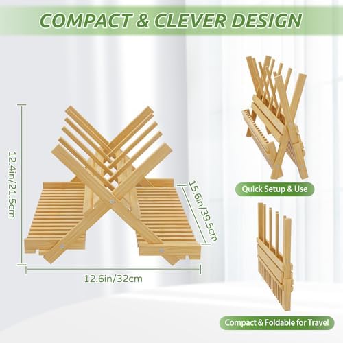 Baby Bottle Drying Rack Foldable Vertical Bamboo Organizer - Image 2