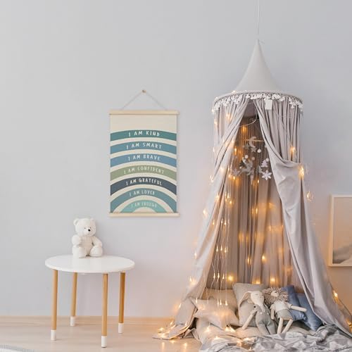 HRQKO Blue I Am Kind Smart Inspirational Poster Hanger Frame, Boho Rainbow Wall - Image 4