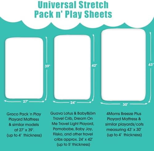 Pack n Play Sheets, BROLEX 2 Pack Mini Crib Sheets, Stretchy Portable Fitted - Image 3