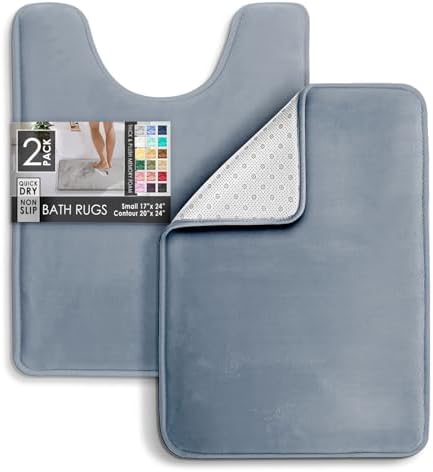 Clara Clark 2 Piece Bathroom Rugs, Velvet Memory Foam Bath Mat Set, Non-Slip - Image 3