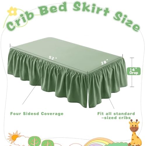 SiinvdaBZX Sage Green Crib Skirt Dust Ruffle, Microfiber Crib Bed Skirt - Image 4