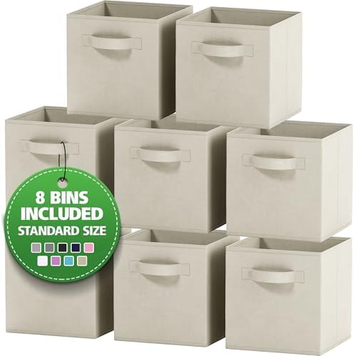 Set of 8 Foldable Fabric Storage Cube Bins | Collapsible Cloth Organizer by Royexe+Home