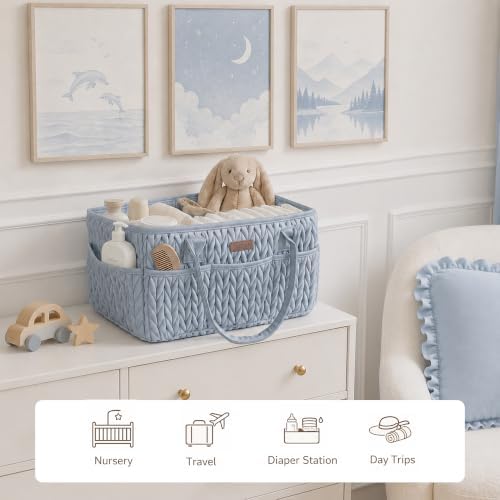 Konssy Baby Diaper Caddy Organizer, Braided Quilted Design - Image 6