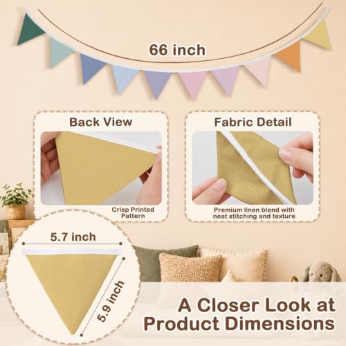 Playroom Wall Decor Pennant Banner Flags 5.5Ft Bunting - Image 3