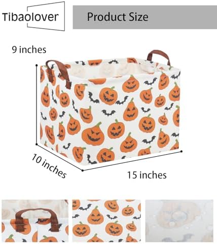 Rectangular Halloween Basket for Kids Pumpkin Basket Toy Storage Bin Organizer - Image 6