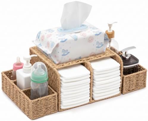 Large Wicker Diaper Caddy Changing Table Organizer by Unknown