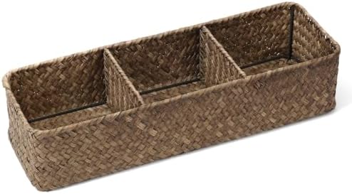Nonam 3-Section Seagrass Tea Bag Organizer, Wicker divided basket by Home