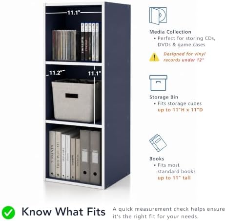 Homes: Inside + Out Apexa 3-Cube Storage Organizer Shelves, Stackable Wood - Image 6
