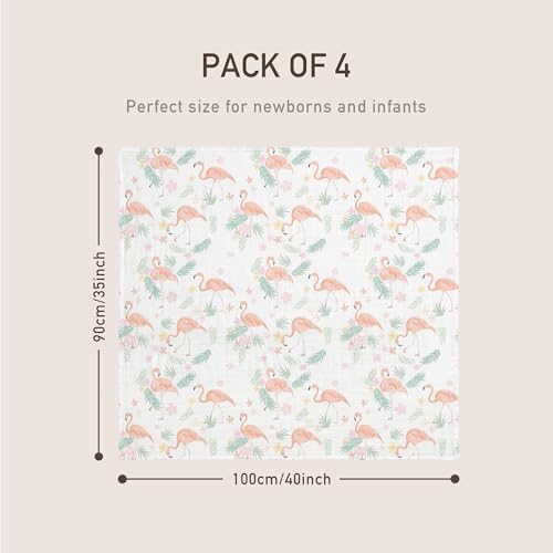 GLLQUEN BABY Muslin Swaddle Blankets 4Pk Receiving Blanket Large 35" x 40" - Image 4