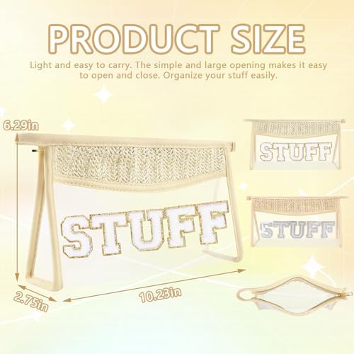 Boho Patch Stuff Bag Clear Makeup Letter Bag, Waterproof Zipper Make up Bags - Image 2