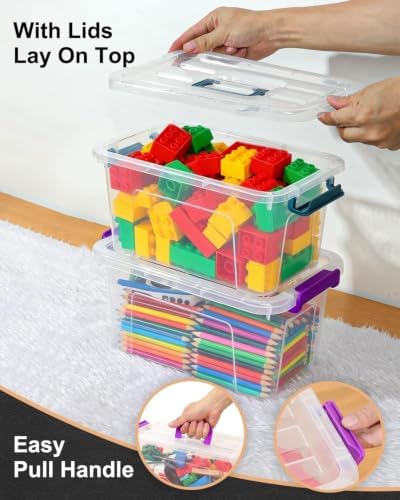 Storage Bins with Lids, 7Qt Clear Stackable Storage Containers With Lids Buckle - Image 3