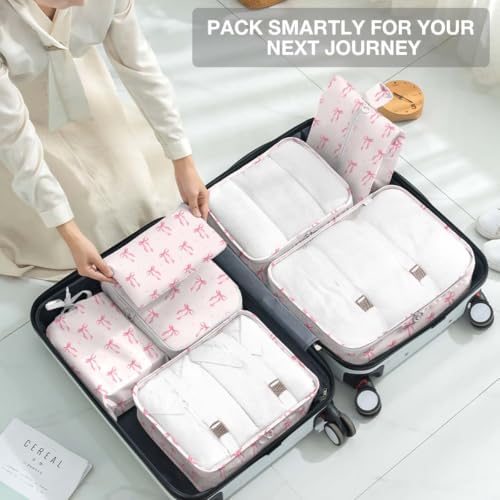Watercolor Bow 8Pcs Packing Cubes Travel Organizer Set - Image 7