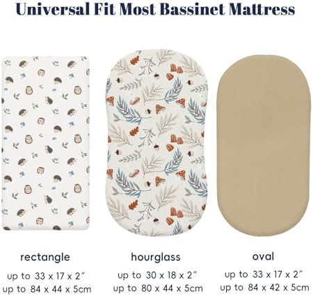 PHF 3 Pack Soft Bassinet Sheets, Leaf&Mushroom Breathable Comfy Cradle Sheets - Image 6