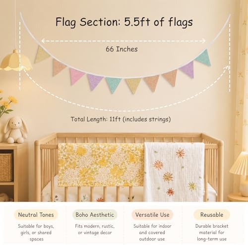 Classroom Wall Decor Pennant Banner, Pastel Triangle Banners Garland, Colorful - Image 3