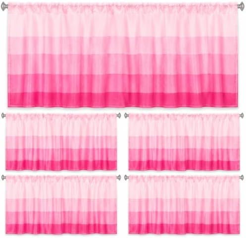 Mindsoft 4 Pcs Gradient Pink Stripe Classroom Curtains 54" X 18" by Mindsoft