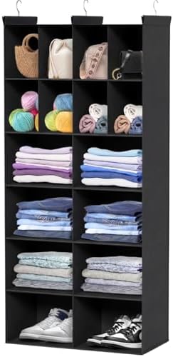 6 Tier Hanging Closet Organizer, 16 Compartments Dual Row Storage by Ofiray-home