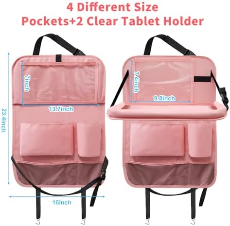 Car Backseat Organizer with Tray, Seat Back Table Holder with 6 Storage Pockets - Image 2