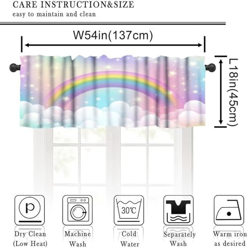 Fantasy Rainbow Valances Curtains Colorful Cloudy Pink Sky Pattern Window - Image 2