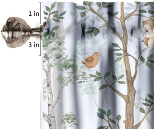 Forest Animal Valances Kids Curtains, Cute Watercolor Bear Deer Printed Rod - Image 3
