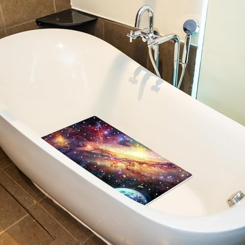 Bathtub Mat Non Slip 26.8x15.1In, Universe Galaxy Bath Mat - Image 5