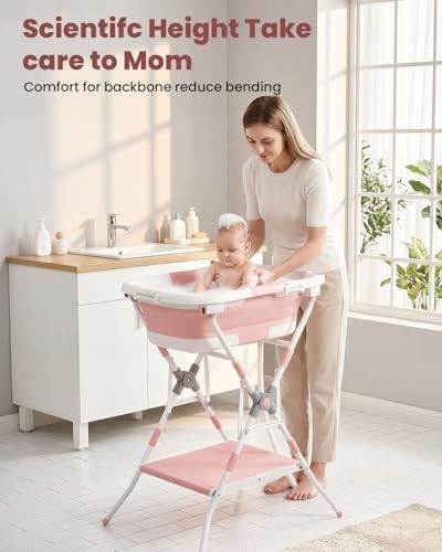 Baby Bathtub with Stand, 2-in-1 Collapsible Bath Tubs - Image 7