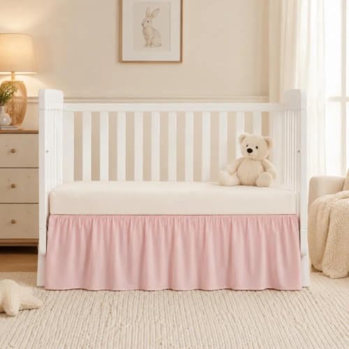 Crib Skirt Dust Ruffle 14" Drop, Fits 28" x 52" by VTNXUN