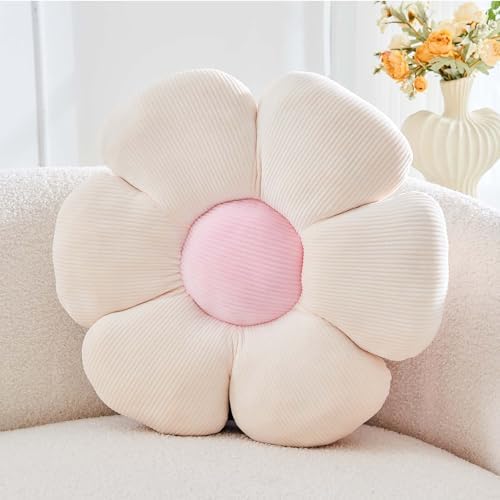 Kcvvcr Beige Flower Pillow, 17.7" Cute Flower Shaped Floor Pillow, Aesthetic by Kcvvcr