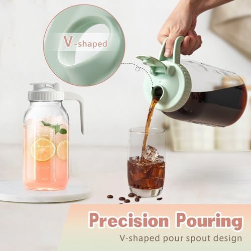 Mason Jar with Pour Spout Lid V-shaped, 2 Quart Iced Tea Pitcher Double Leak - Image 5