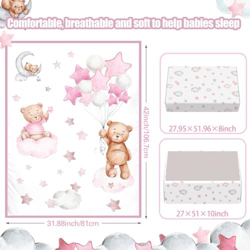 Mixweer 5 Pcs Crib Bedding Set Sheets Comforter Skirt - Image 2