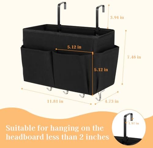 Bedside Caddy Organizer 5 Pockets and 4 Hooks - Image 2