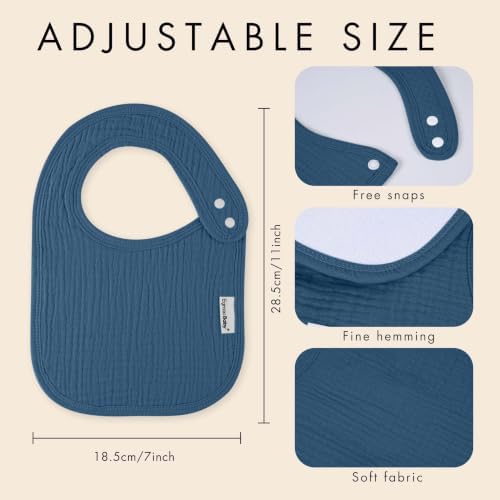 Muslin Baby Bibs for Drooling and Teething, Bibs for Boys Girls - Image 6