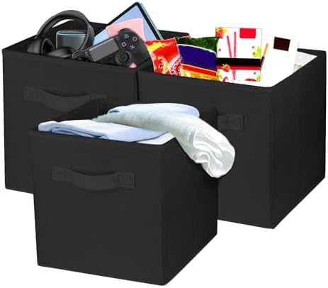 3 Pcs Storage Cubes, 10.5 Inch Collapsible Storage Bins, Fabric Foldable Bins by Zuihug